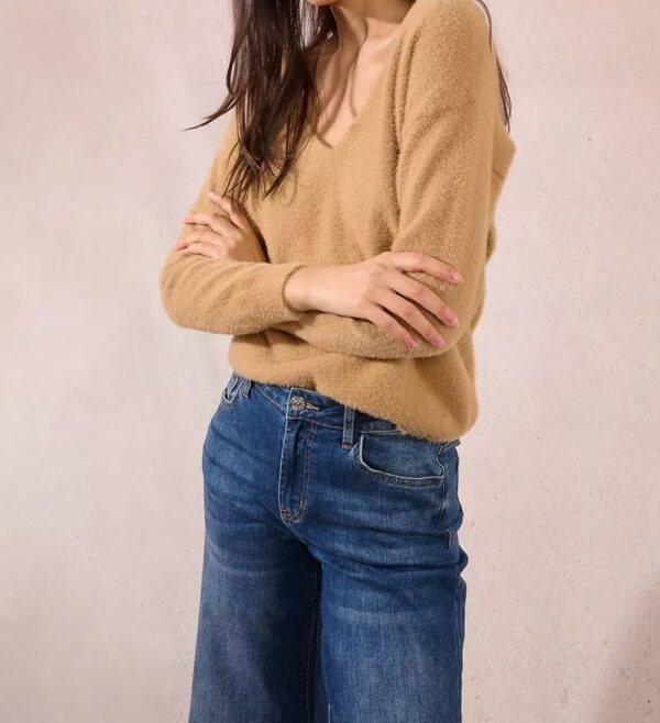 Pull maille doudou camel – Image 2