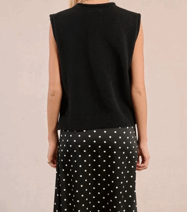 Pull sans manches avec boutons noir – Image 4