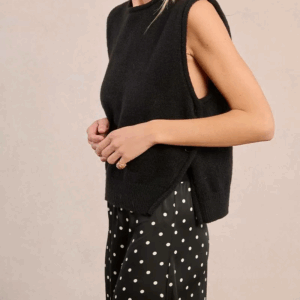 Pull sans manches avec boutons noir