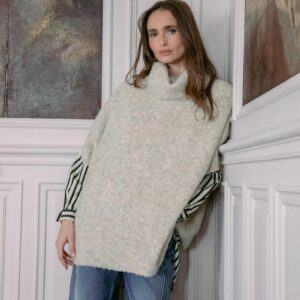 Pull manches courtes ample beige