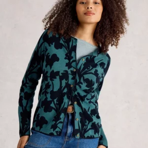 Gilet imprimé 100% coton bleu pétrole et bleu marine