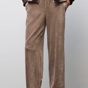 Pantalon en velours côtelé taupe