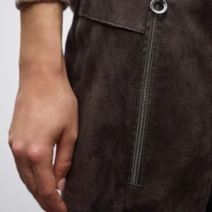 Pantalon en velours ras marron
