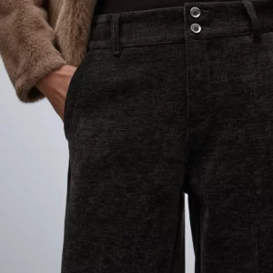 Pantalon en velours côtelé fin chocolat