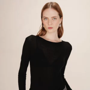 Top transparent en jersey noir