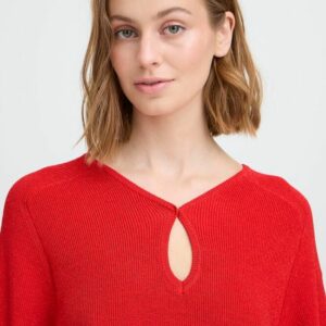 Pull fin pailleté manches 3/4 rouge