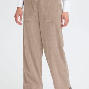 Pantalon large en velours côtelé taupe