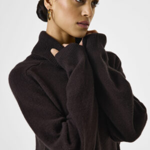 Pull col roulé chocolat