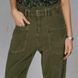 Pantalon en velours côtelé kaki