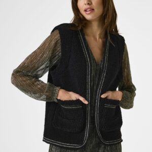 Gilet sans manches noir avec liseré doré