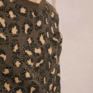 Pull imprimé léopard kaki