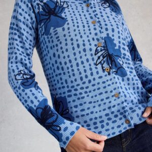 Gilet à motifs bleu 100% coton