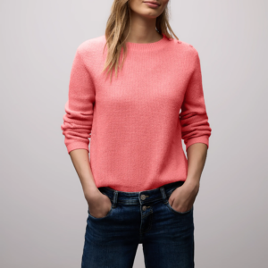 Pull détails boutons rose