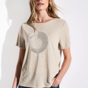 T-shirt beige avec imprimé
