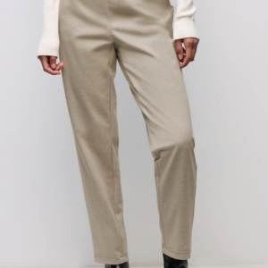 Pantalon en toile coupe droite beige piqué
