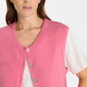 Cardigan sans manches rose
