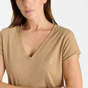 T-shirt col V bronze