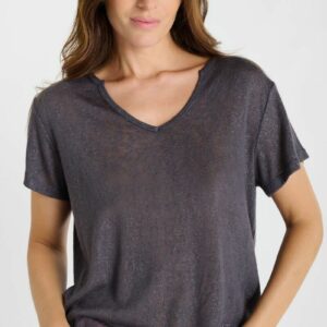 T-shirt gris pailleté