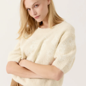 Pull manches courtes brodé