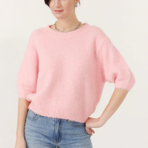 Pull manches courtes rose