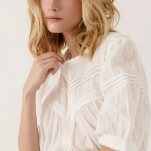 Chemisier détails plis et dentelle