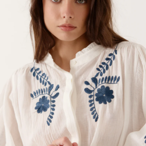 Blouse brodée manches bouffantes