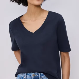 T-shirt col V marine