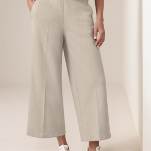 Pantalon coupe décontractée large piqué beige