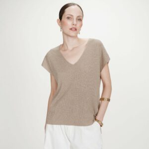 Top large en lurex doré