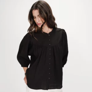 Blouse manches 3/4 ballon noir