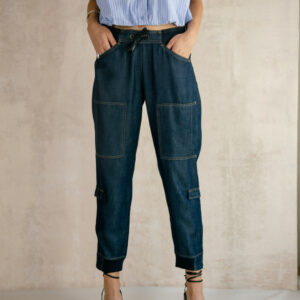Pantalon cargo jean en lyocell
