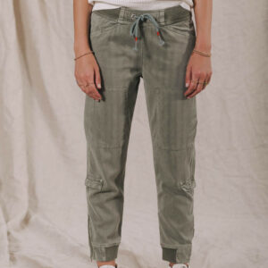 Pantalon cargo vert en lyocell