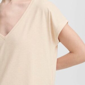 T-shirt col V beige/écru