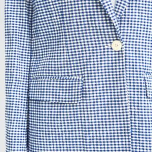 Blazer motifs vichy bleu et blanc