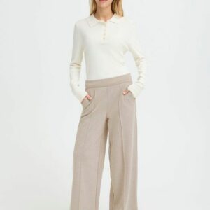 Pantalon large beige piqué