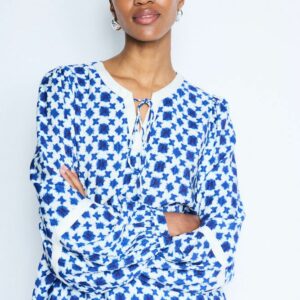 Blouse blanc et bleu roi