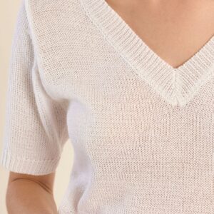 Pull en maille manches courtes blanc