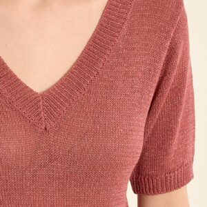 Pull en maille manches courtes rosé