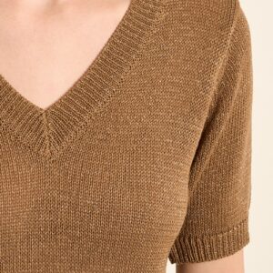 Pull en maille manches courtes camel