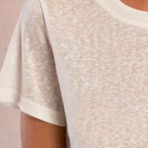 T-shirt pailleté en semi-transparence blanc