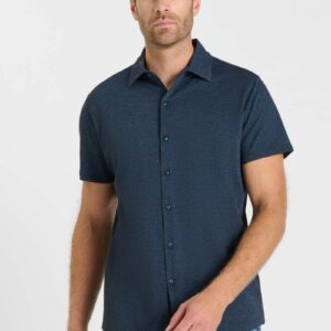 Chemise manches courtes bleu chiné