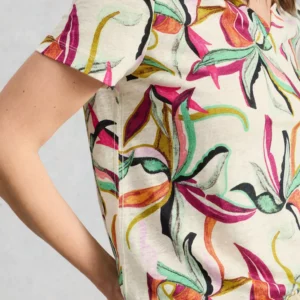 T-shirt en lin fleuri