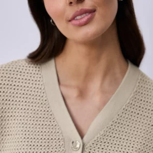 Cardigan à manches courtes avec col en V beige