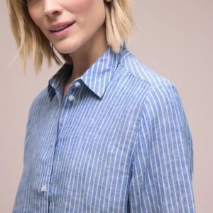 Chemisier à manches 3/4 rayé en lin