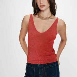 Débardeur pailleté rouge sanguin