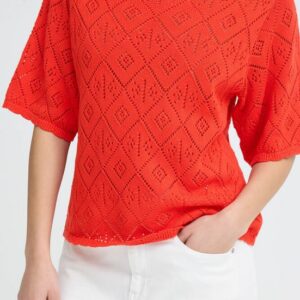 Pull manches courtes orange/rouge