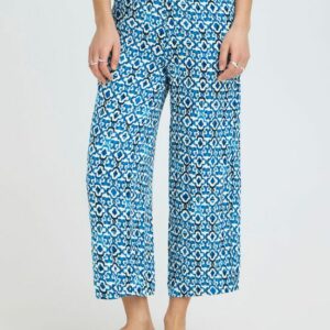Pantalon fluide à motifs bleus