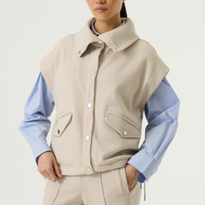 Veste sans manches beige en jersey