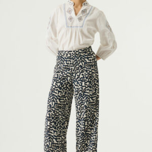 Pantalon fluide imprimé bleu