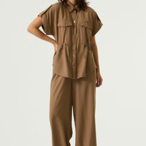 Pantalon fluide marron/camel